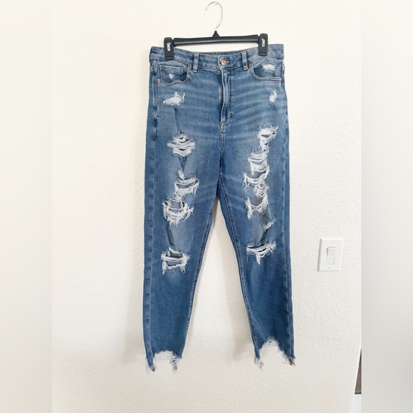 American Eagle Outfitters Blue High Rise Distressed Jeans - Picture 1 of 10